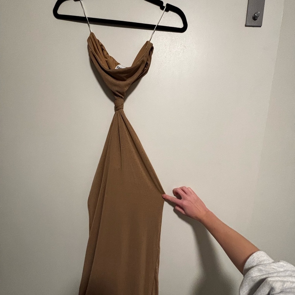 Princess Polly Tan Cut-Out Strapless Dress